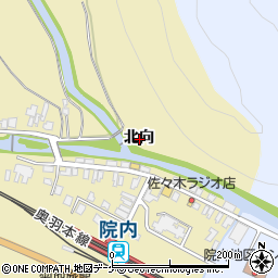 秋田県湯沢市上院内北向周辺の地図