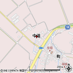岩手県奥州市前沢生母中道周辺の地図