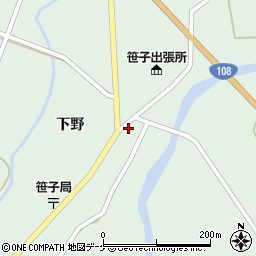 秋田県由利本荘市鳥海町上笹子下野104周辺の地図