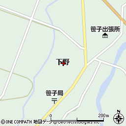 秋田県由利本荘市鳥海町上笹子下野周辺の地図