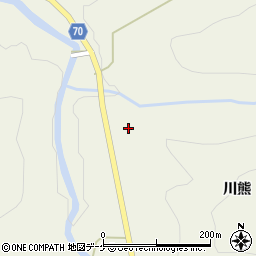 秋田県由利本荘市鳥海町上直根（川熊）周辺の地図