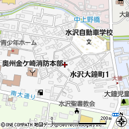 岩手県奥州市水沢大鐘町1丁目58周辺の地図