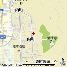 秋田県湯沢市内町2-33周辺の地図
