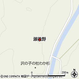 秋田県雄勝郡羽後町飯沢瀬後野周辺の地図