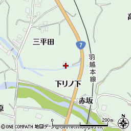 秋田県にかほ市象潟町関三平田周辺の地図