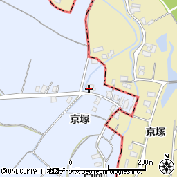 秋田県羽後町（雄勝郡）貝沢（京塚）周辺の地図