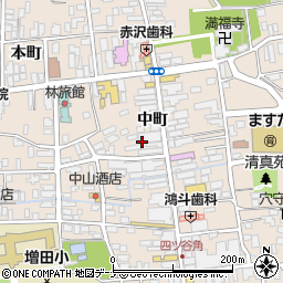 秋田県横手市増田町増田中町周辺の地図