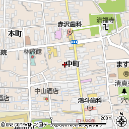横手市増田中町駐車場周辺の地図