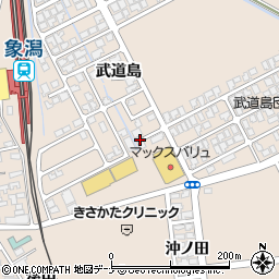 秋田県にかほ市象潟町武道島周辺の地図