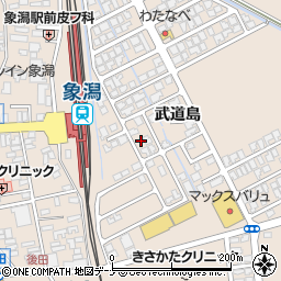 秋田県にかほ市象潟町武道島158-18周辺の地図