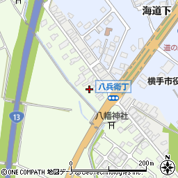 秋田県横手市十文字町上鍋倉上掵周辺の地図