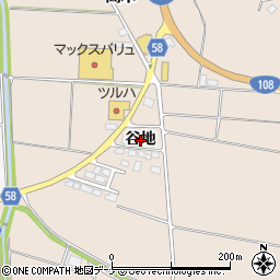 秋田県由利本荘市矢島町元町（谷地）周辺の地図