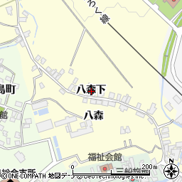 秋田県由利本荘市矢島町城内八森下周辺の地図