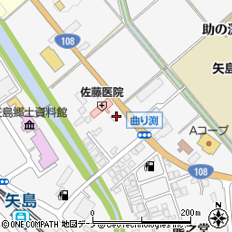 秋田県由利本荘市矢島町七日町曲り渕周辺の地図
