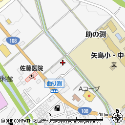 秋田県由利本荘市矢島町七日町曲り渕221周辺の地図