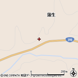 秋田県雄勝郡羽後町上到米蒲生山周辺の地図