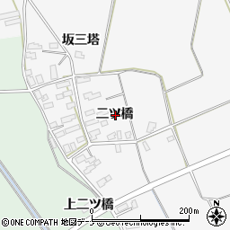 秋田県横手市十文字町越前二ツ橋周辺の地図