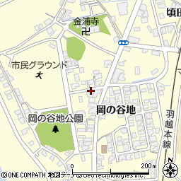 秋田県にかほ市金浦岡の谷地周辺の地図