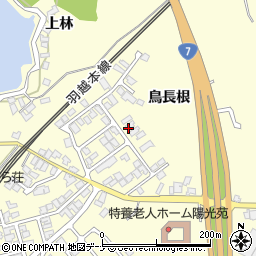 秋田県にかほ市金浦鳥長根周辺の地図