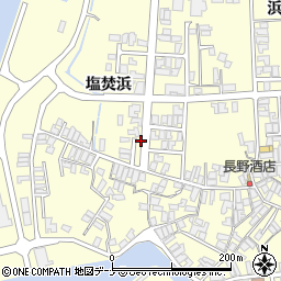 秋田県にかほ市金浦塩焚浜周辺の地図
