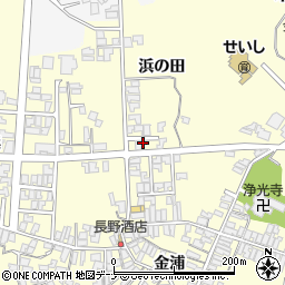 秋田県にかほ市金浦浜の田周辺の地図