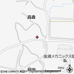 秋田県にかほ市飛（高森）周辺の地図