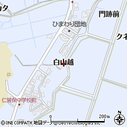 秋田県にかほ市院内白山越周辺の地図