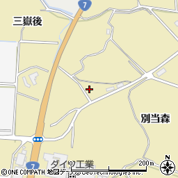 秋田県にかほ市黒川別当森周辺の地図