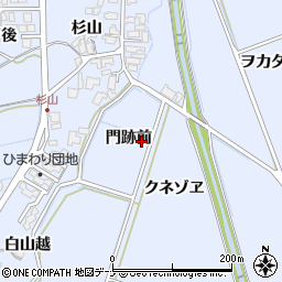 秋田県にかほ市院内門跡前周辺の地図