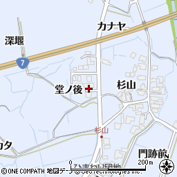 秋田県にかほ市院内堂ノ後周辺の地図