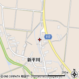 秋田県横手市平鹿町浅舞新平川107周辺の地図