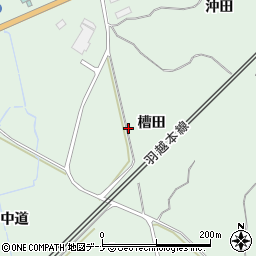 秋田県にかほ市三森（槽田）周辺の地図