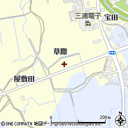 秋田県にかほ市平沢草際周辺の地図