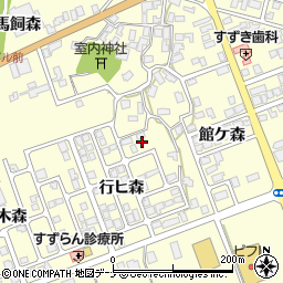 秋田県にかほ市平沢（行ヒ森）周辺の地図