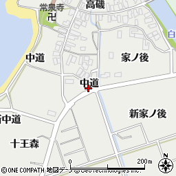 秋田県にかほ市芹田中道周辺の地図