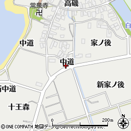 秋田県にかほ市芹田（中道）周辺の地図