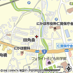 秋田県にかほ市平沢（田角森）周辺の地図
