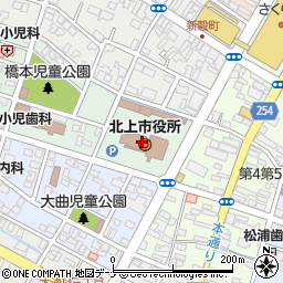 北上市役所本庁舎　食堂周辺の地図