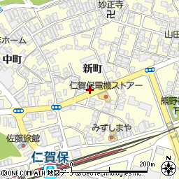 秋田県にかほ市平沢新町周辺の地図