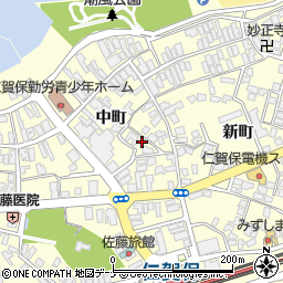 秋田県にかほ市平沢中町27-2周辺の地図