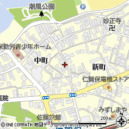 秋田県にかほ市平沢中町32周辺の地図