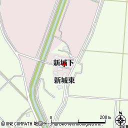 秋田県横手市清水町新田新城下周辺の地図