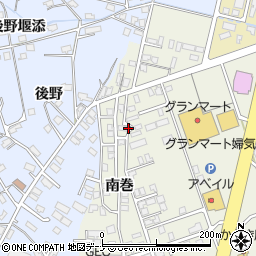 秋田県横手市婦気大堤南巻周辺の地図