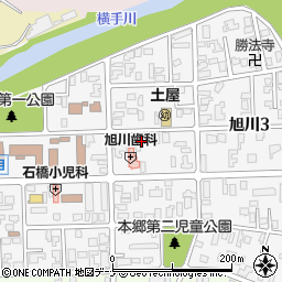 秋田県横手市旭川周辺の地図
