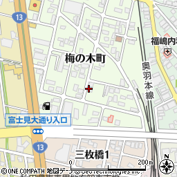 秋田県横手市梅の木町周辺の地図
