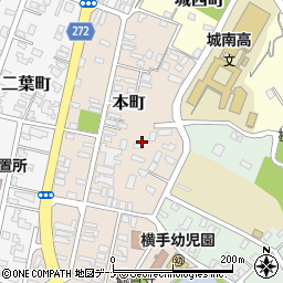 秋田県横手市本町周辺の地図