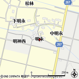 秋田県横手市上八丁明永周辺の地図