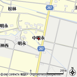 秋田県横手市下八丁中明永周辺の地図