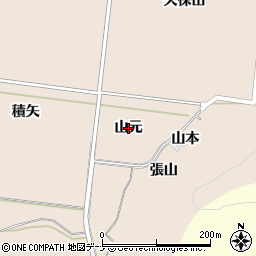 秋田県由利本荘市鮎瀬（山元）周辺の地図