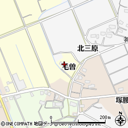 秋田県横手市上境毛曽周辺の地図